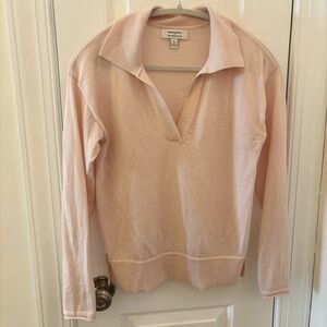 Banana Republic Light Pink 100% Merino Wool Polo Johny Collared Sweater size S